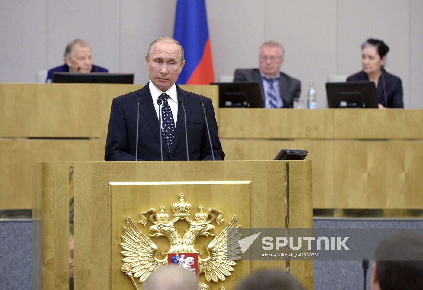 President Vladimir Putin at meeting of State Duma of 7th convocation