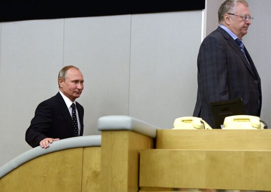 President Vladimir Putin at meeting of State Duma of 7th convocation