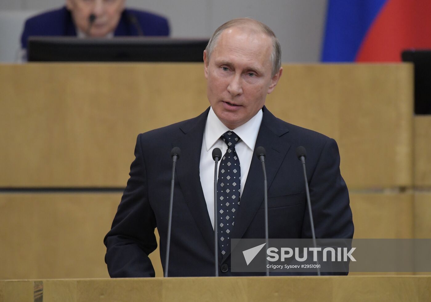 President Vladimir Putin at meeting of State Duma of 7th convocation