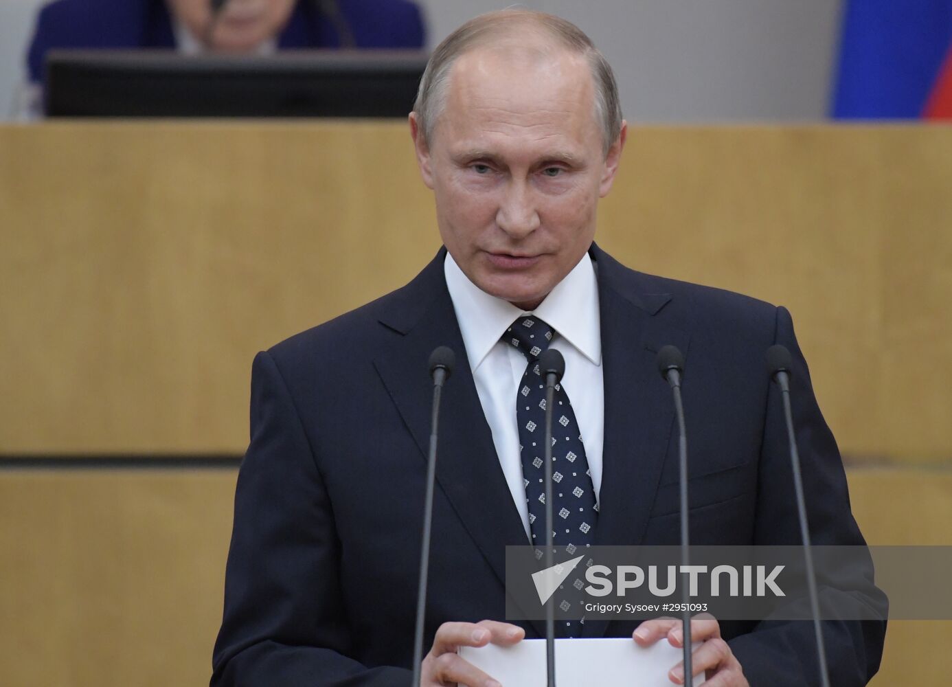 President Vladimir Putin at meeting of State Duma of 7th convocation