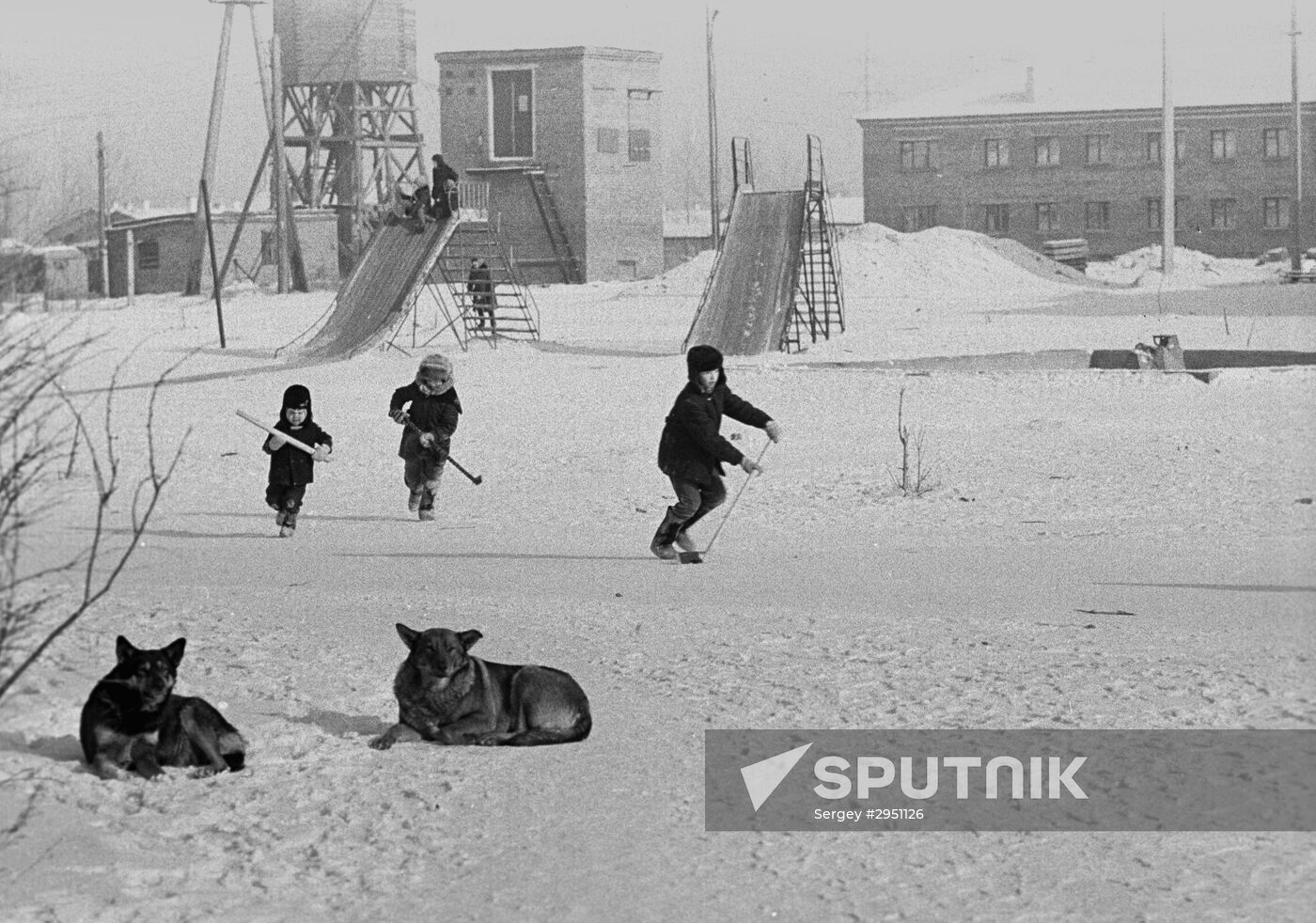 High-voltage power line construction in Siberia