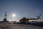 A helicopter of Rosneft oil giant which launched drilling of the Tsentralno-Olginskaya-1 well, the northernmost well on the Russian Arctic shelf. The work is conducted under the offshore area of the Laptev Sea at the Khatangsky license area. Location: Russia, Eastern Arctic. Rosneft launches drilling of Tsentralno-Olginskaya-1 well