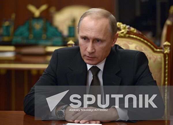 Russian President Vladimir Putin chairs meeting in the Kremlin