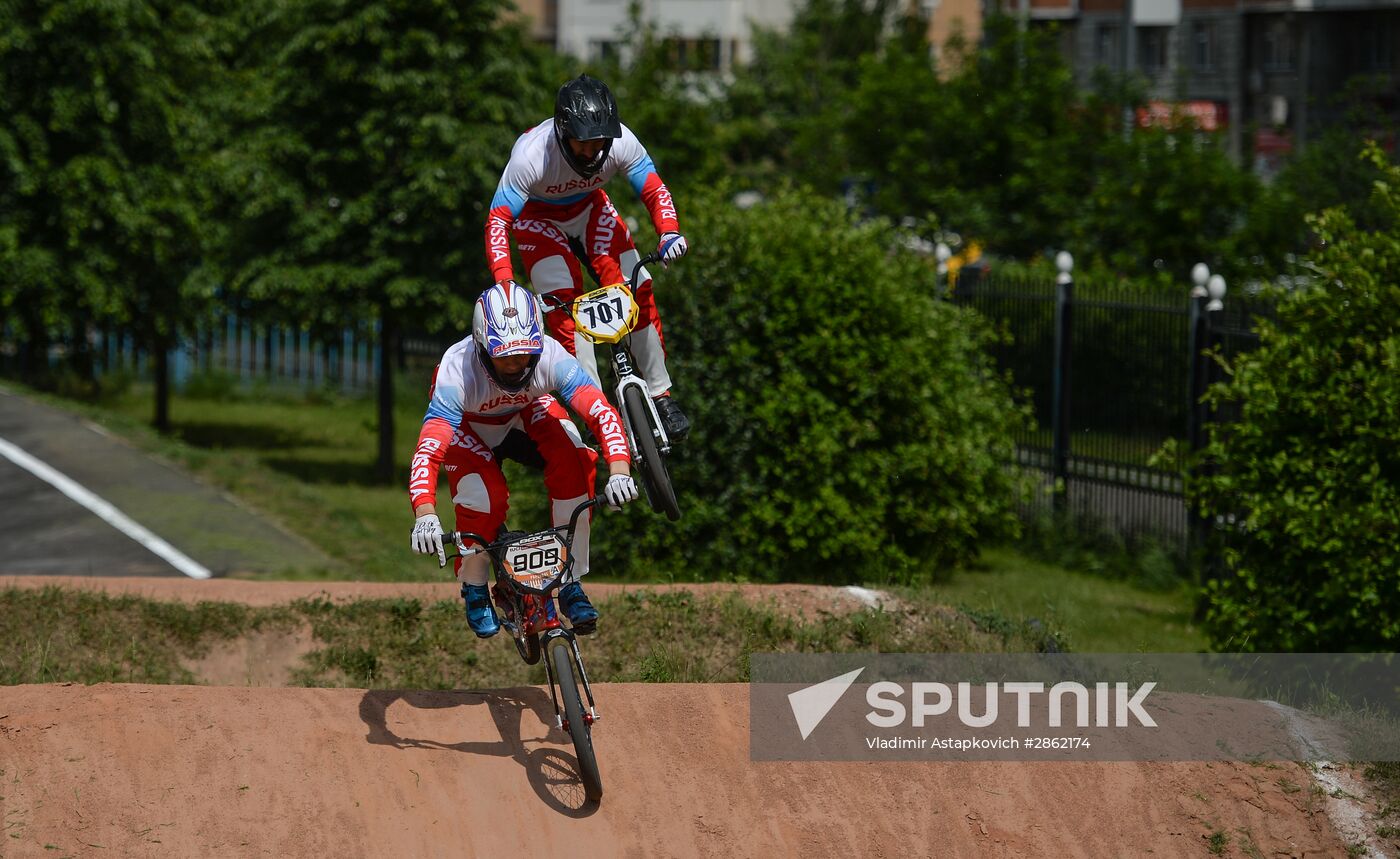 BMX racing. Training session by Russian national team. Sputnik