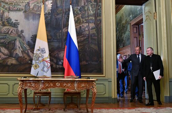 Sergei Lavrov meets with Vatican Secretary of State Cardinal Pietro Parolin