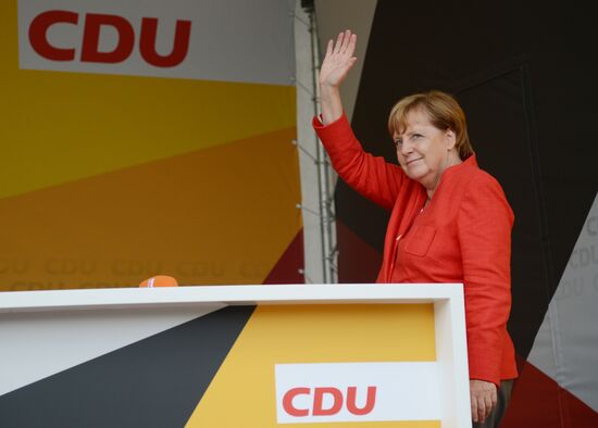 Angela Merkel makes election campaign speech in Münster