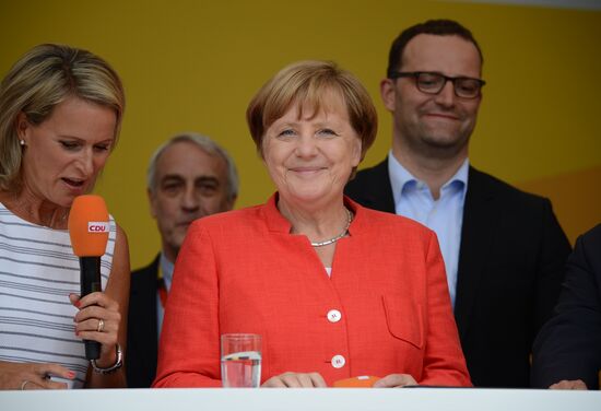 Angela Merkel makes election campaign speech in Munster
