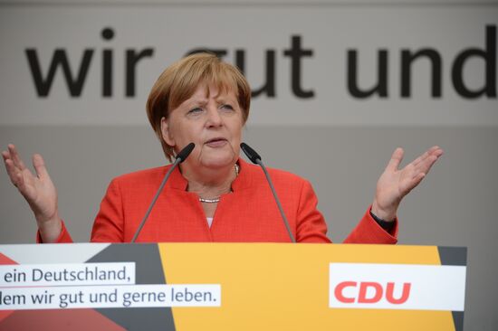 Angela Merkel makes election campaign speech in Munster