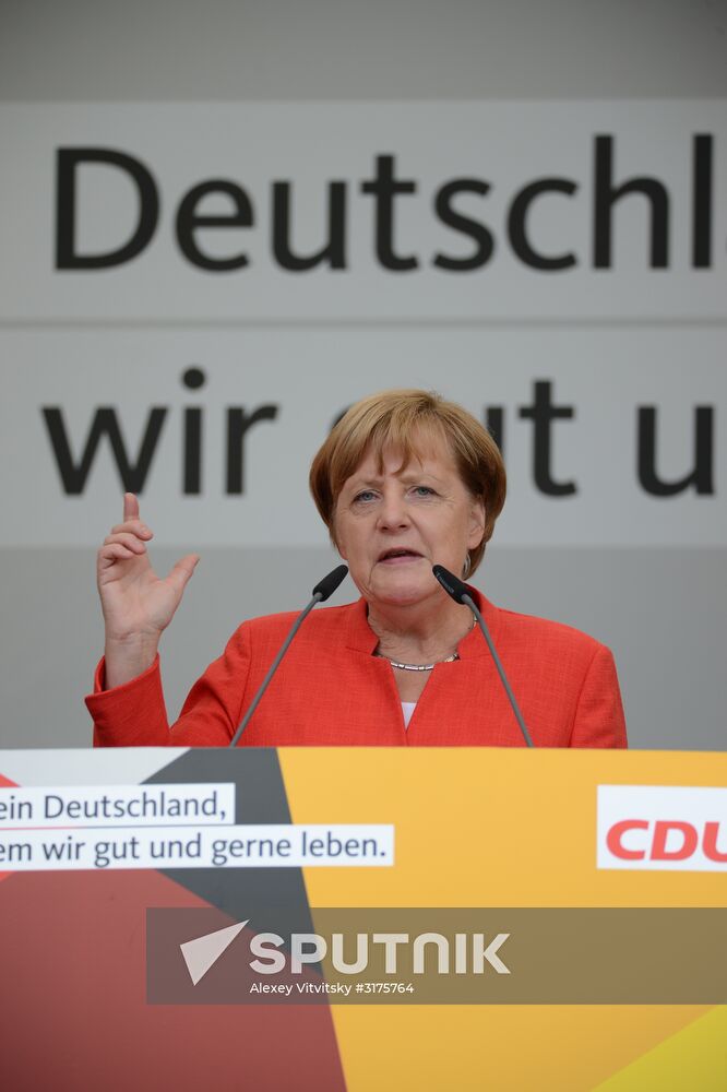 Angela Merkel makes election campaign speech in Munster