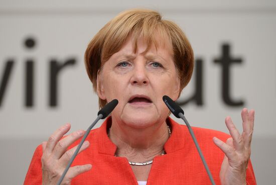 Angela Merkel makes election campaign speech in Munster