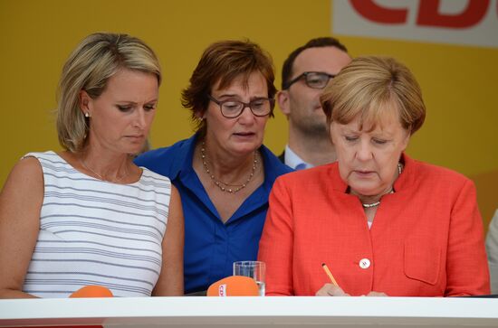 Angela Merkel makes election campaign speech in Münster