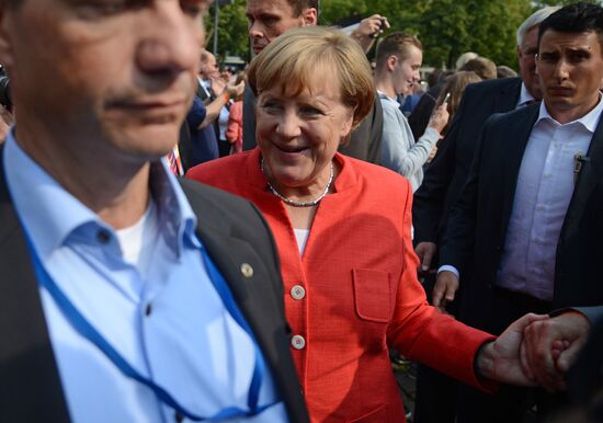 Angela Merkel makes election campaign speech in Münster