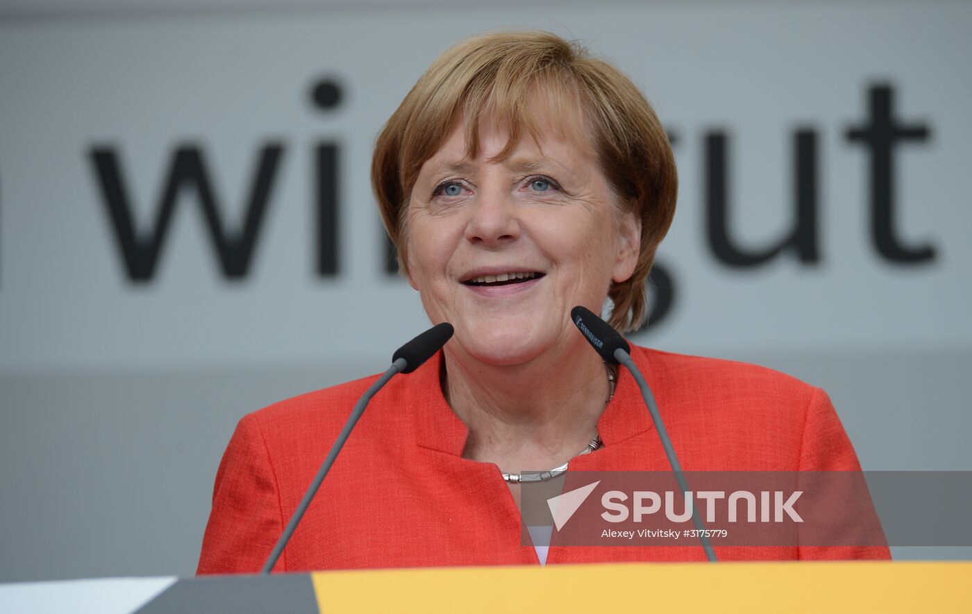 Angela Merkel makes election campaign speech in Munster