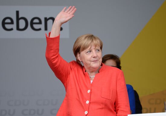 Angela Merkel makes election campaign speech in Münster