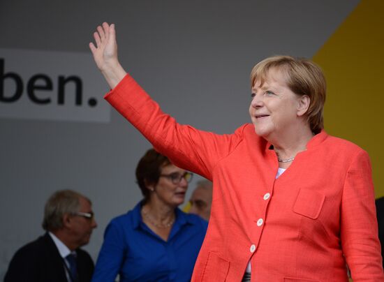 Angela Merkel makes election campaign speech in Münster