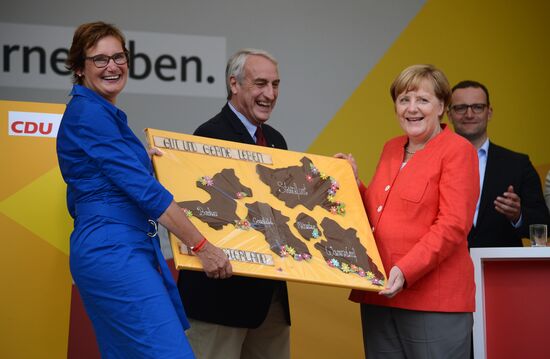 Angela Merkel makes election campaign speech in Münster