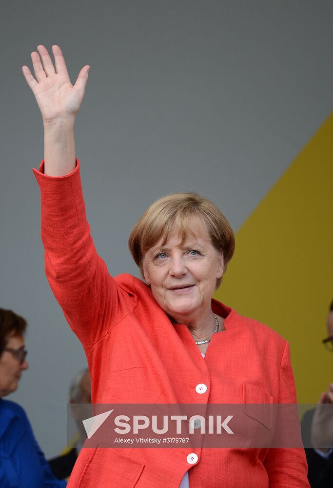 Angela Merkel makes election campaign speech in Münster