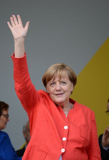 Angela Merkel makes election campaign speech in Münster