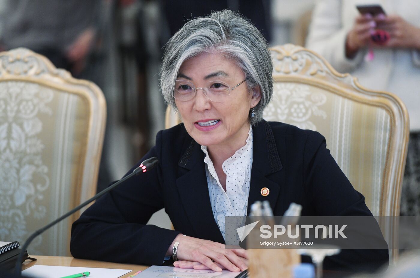 Russian Foreign Minister Sergei Lavrov meets with South Korea's Kang Kyung-wha