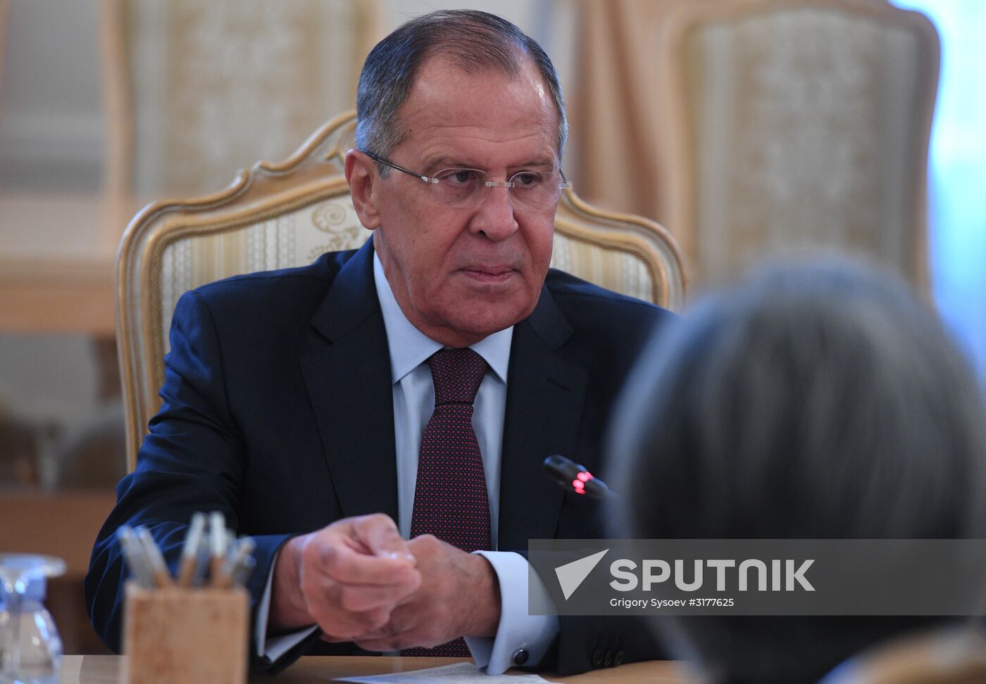 Russian Foreign Minister Sergei Lavrov meets with South Korea's Kang Kyung-wha