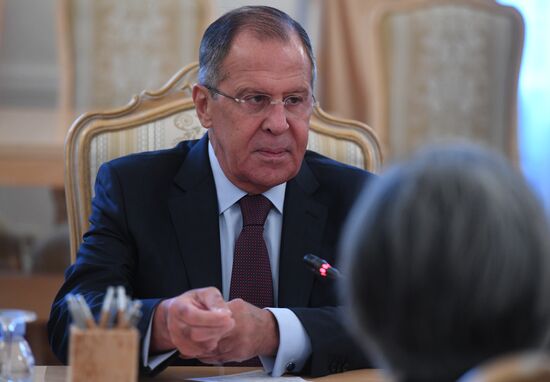 Russian Foreign Minister Sergei Lavrov meets with South Korea's Kang Kyung-wha