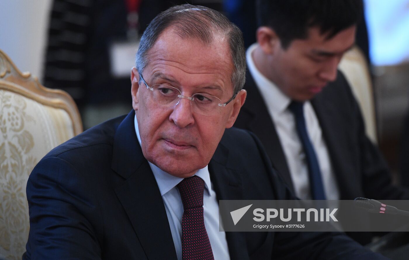 Russian Foreign Minister Sergei Lavrov meets with South Korea's Kang Kyung-wha