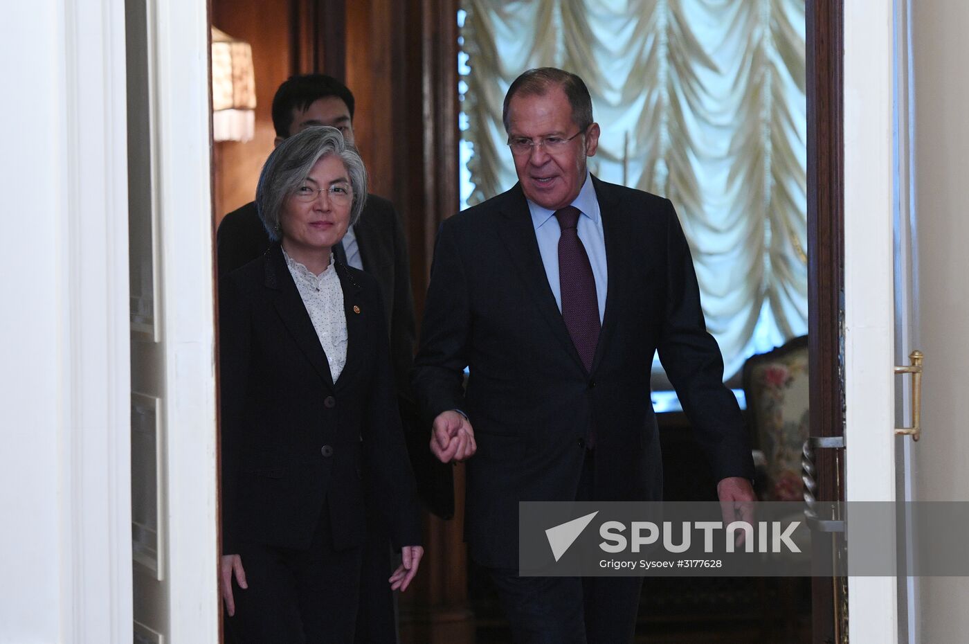 Russian Foreign Minister Sergei Lavrov meets with South Korea's Kang Kyung-wha