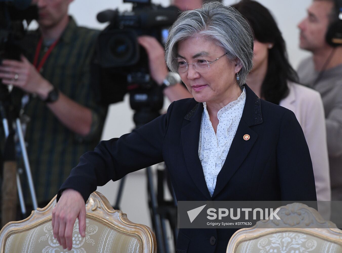 Russian Foreign Minister Sergei Lavrov meets with South Korea's Kang Kyung-wha