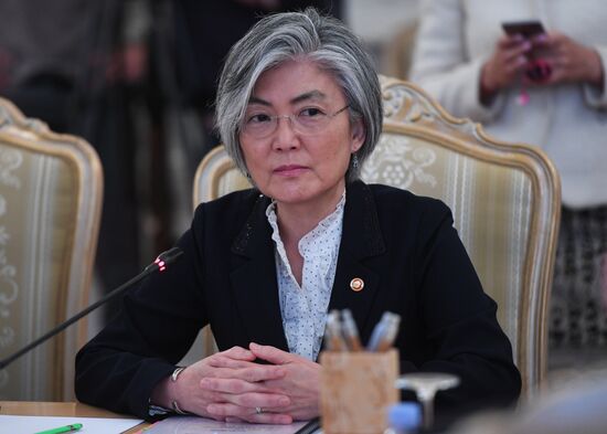 Russian Foreign Minister Sergei Lavrov meets with South Korea's Kang Kyung-wha