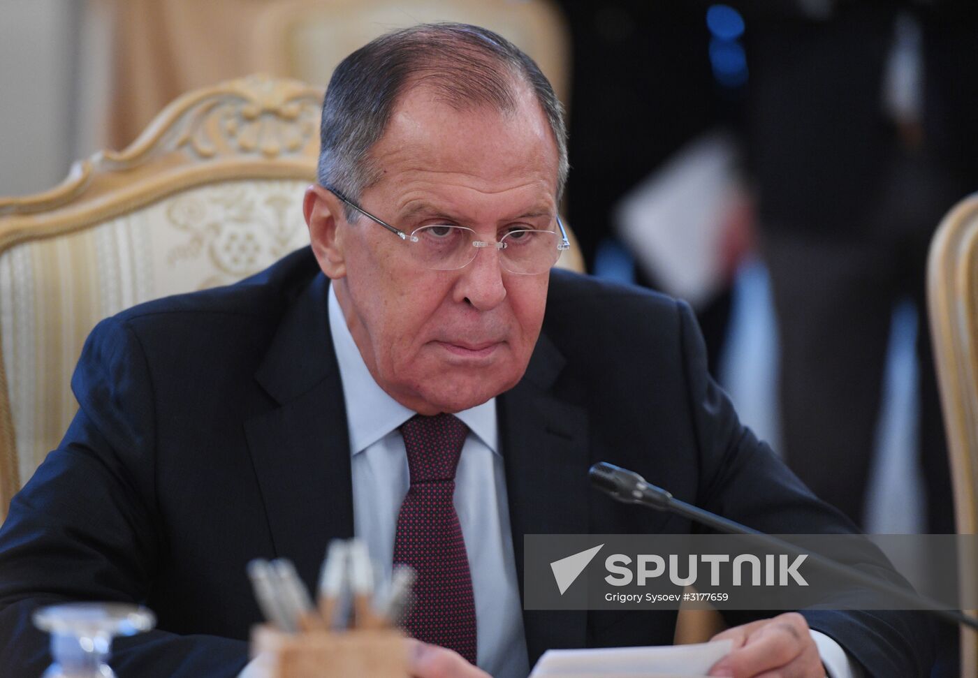 Russian Foreign Minister Sergei Lavrov meets with South Korea's Kang Kyung-wha