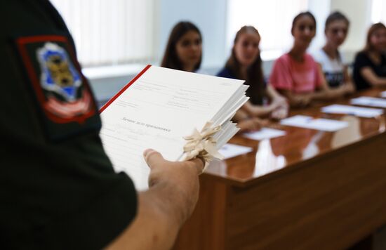 Young women enrolled to Krasnodar Aviation Institute to get flight profession