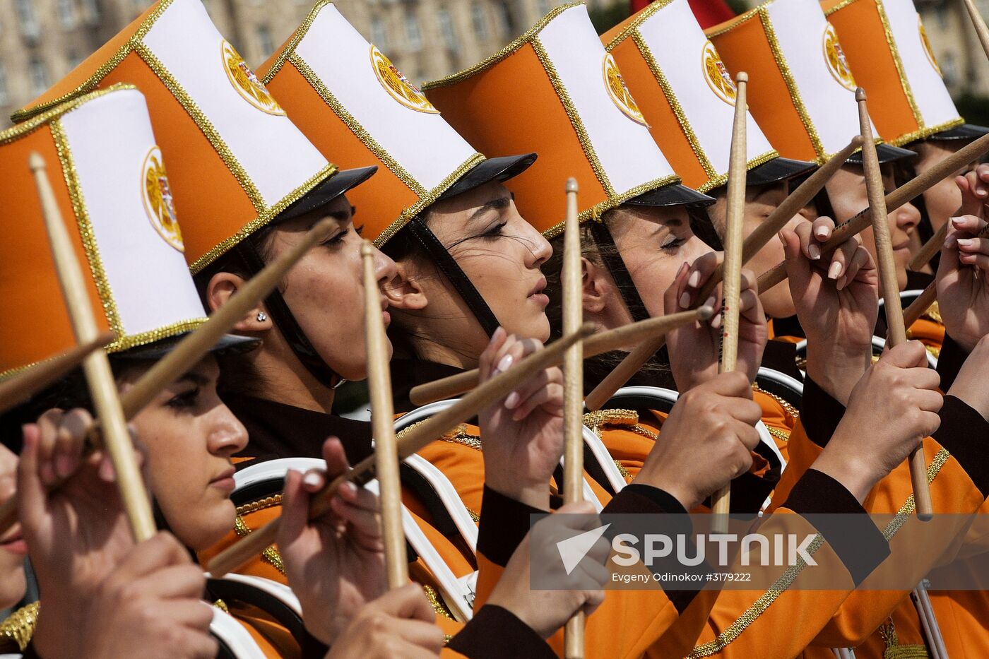 Procession by participants in Spasskaya Tower festival