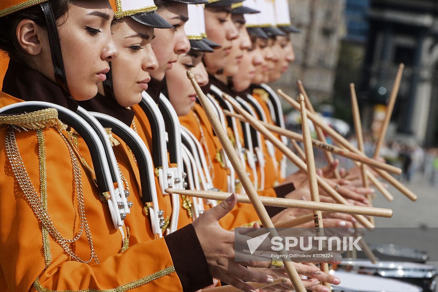 Procession by participants in Spasskaya Tower festival