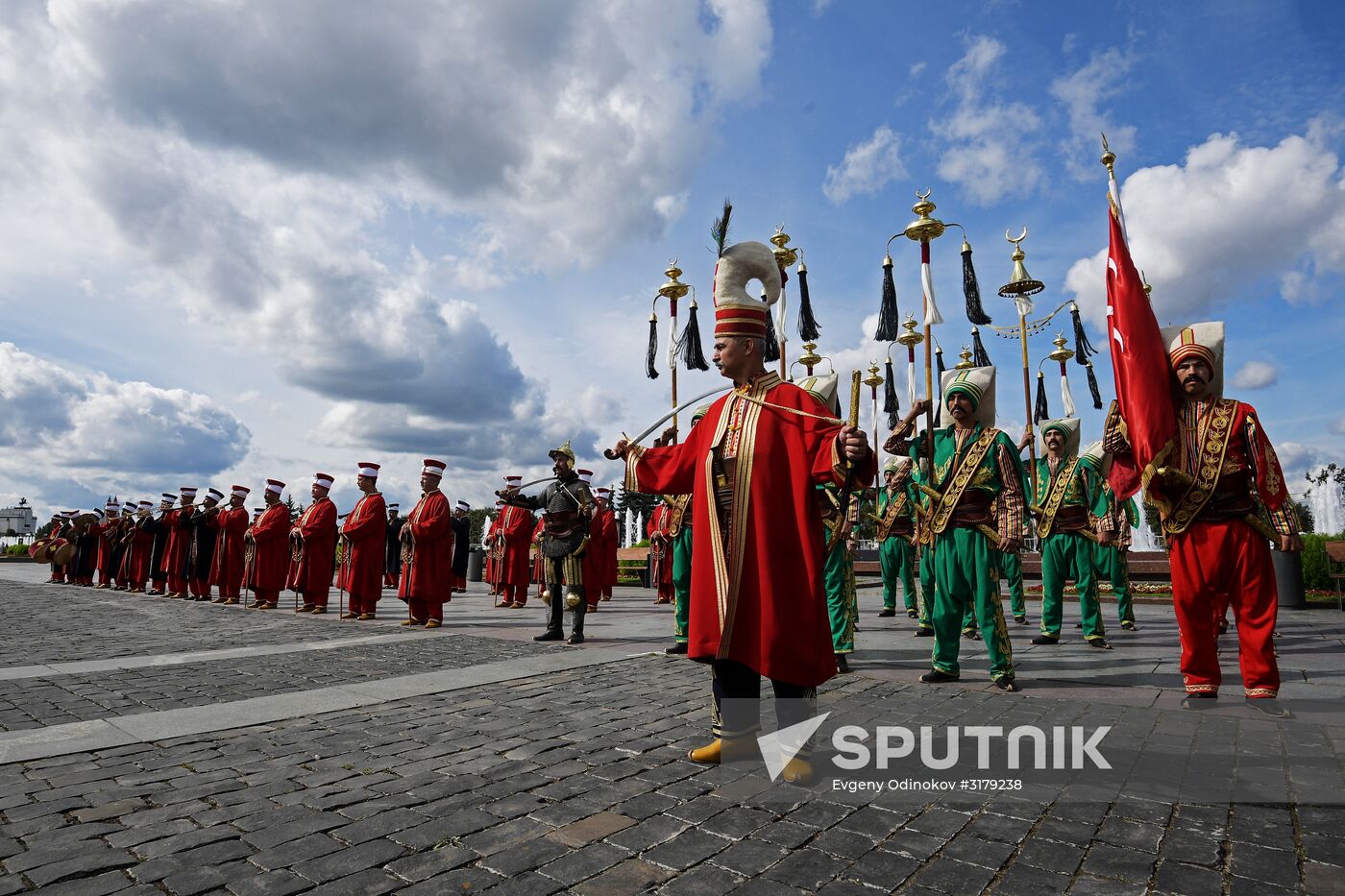 Procession by participants in Spasskaya Tower festival