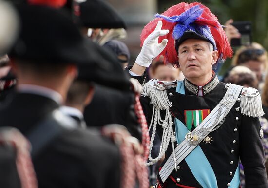 Procession by participants in Spasskaya Tower festival