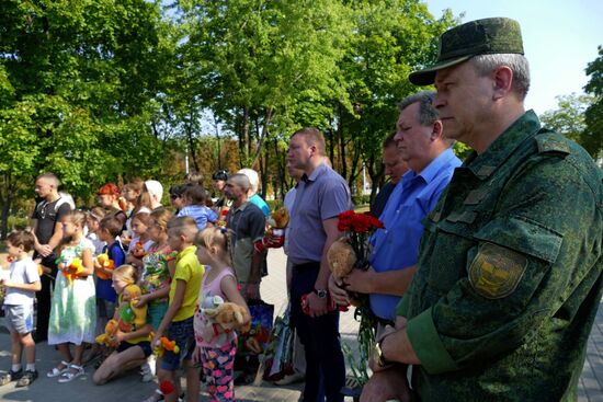 Memorial event in Donetsk for children who died during conflict in southeast Ukraine