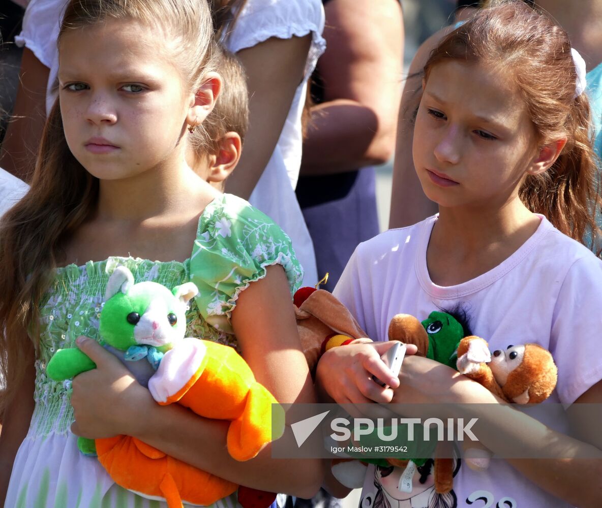Memorial event in Donetsk for children who died during conflict in southeast Ukraine