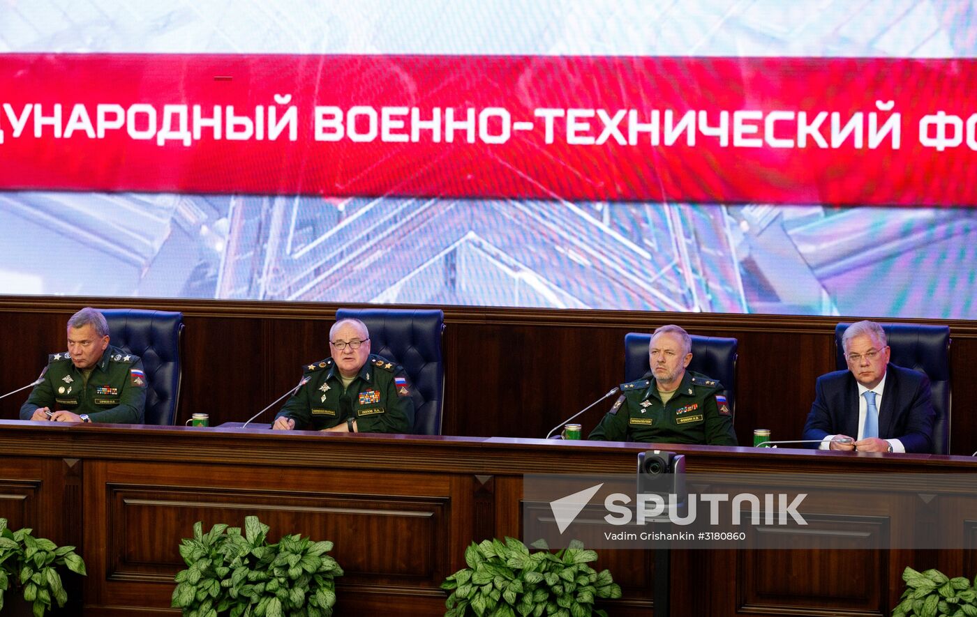 News conference following Army 2017 International Military-Technical Forum at Russian Defense Ministry