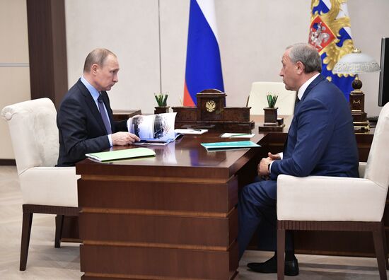Russian President Vladimir Putin meets with Saratov Region Governor Valery Radaev