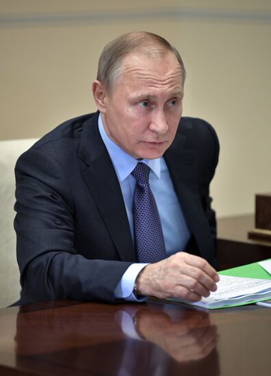 Russian President Vladimir Putin meets with Saratov Region Governor Valery Radaev