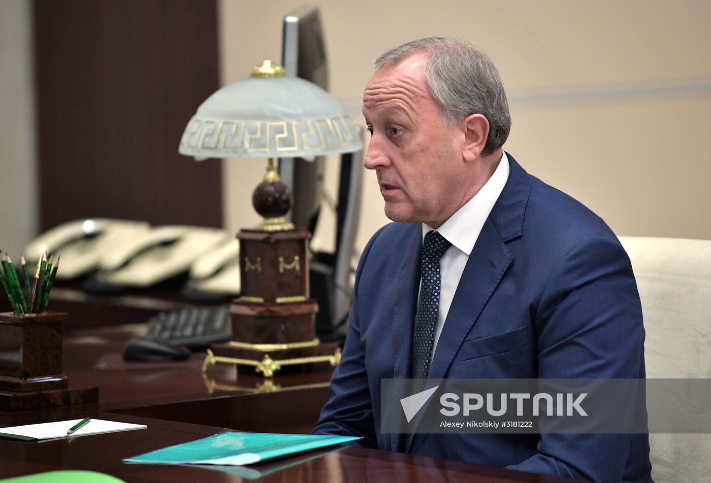 Russian President Vladimir Putin meets with Saratov Region Governor Valery Radaev