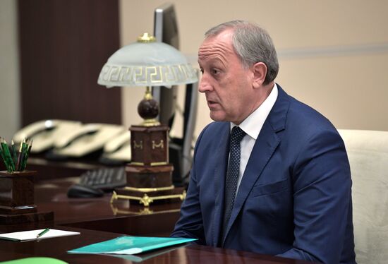 Russian President Vladimir Putin meets with Saratov Region Governor Valery Radaev