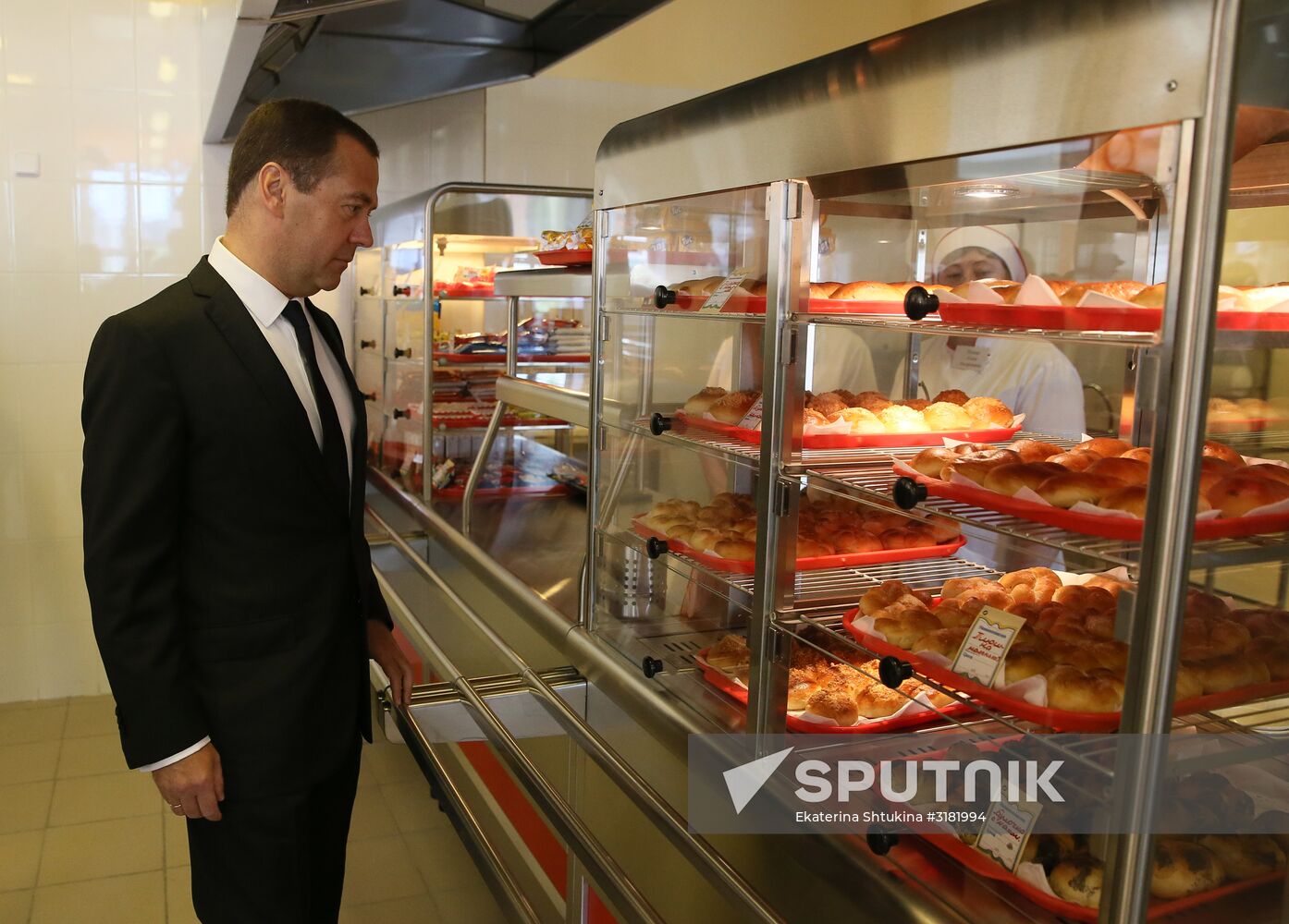 Prime Minister Dmitry Medvedev visits school in Podolsk on September 1