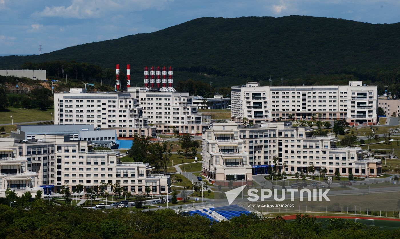 The buildings of the Far Eastern Federal University on Russky Island in Vladivostok, the venue of the Eastern Economic Forum to be held on September 6 and 7. Location: Russia, Primorsky krai region, Vladivostok. Author: Vitaliy Ankov/Sputnik. Preparation for Eastern Economic Forum