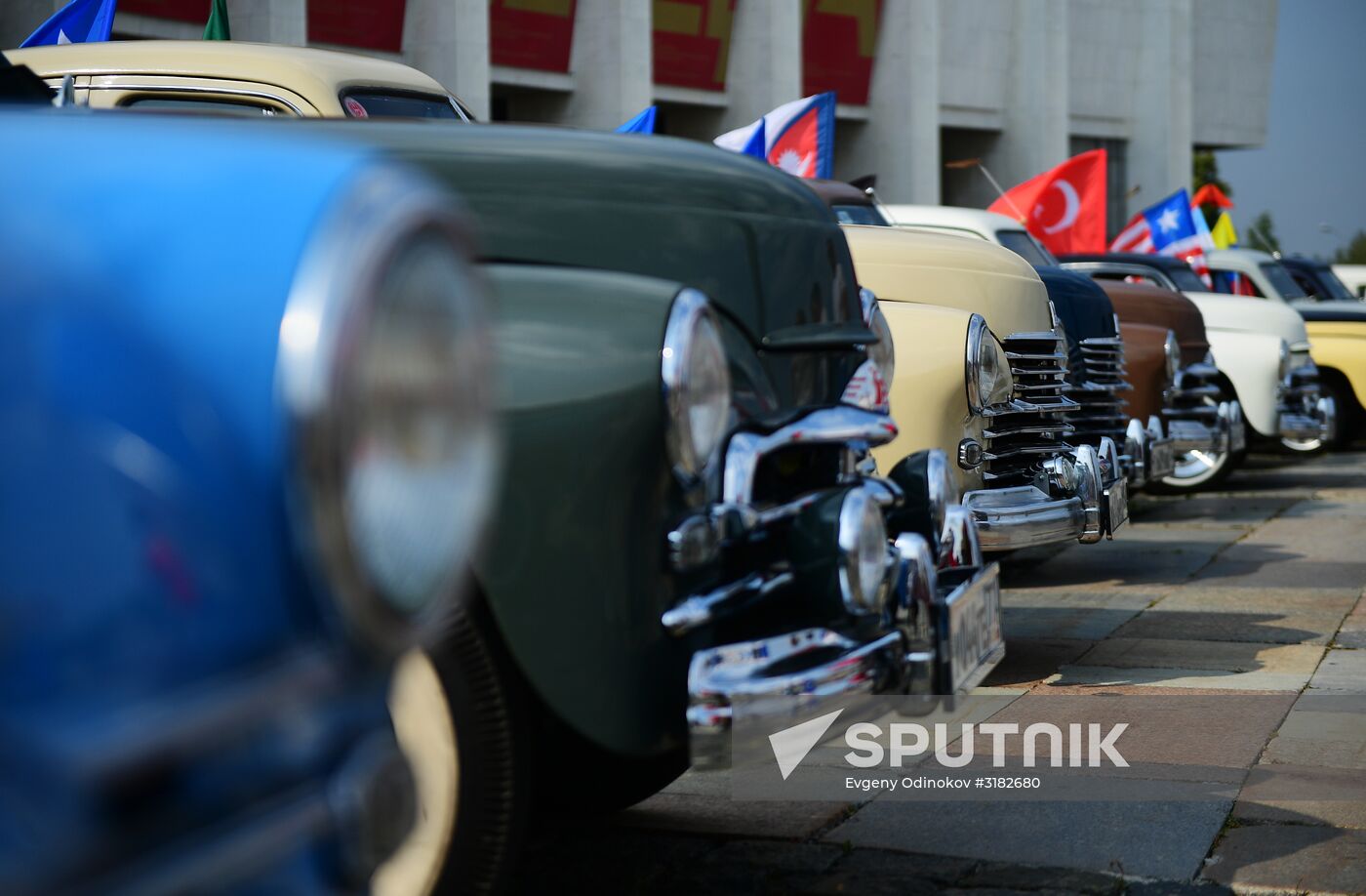 Parade of Pobeda cars