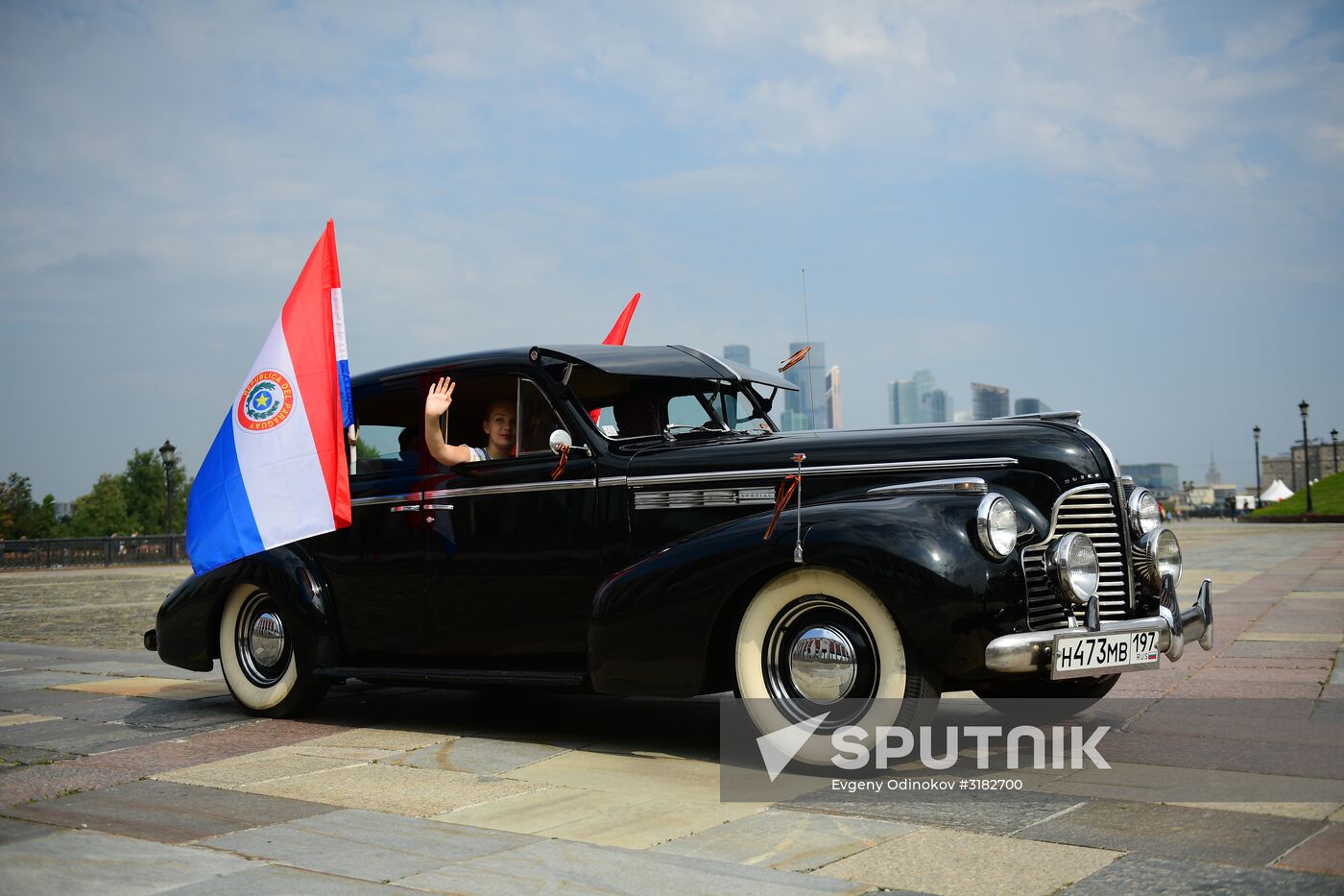 Parade of Pobeda cars