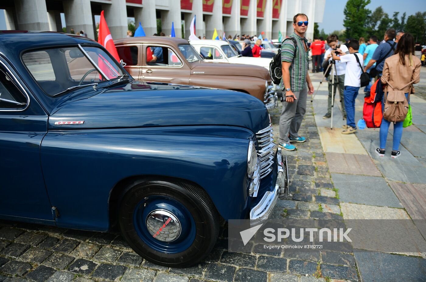 Parade of Pobeda cars