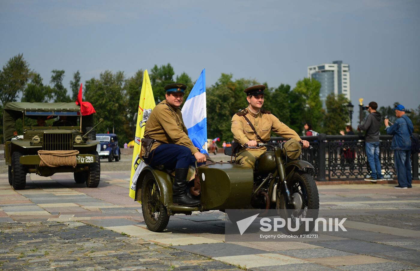 Parade of Pobeda cars