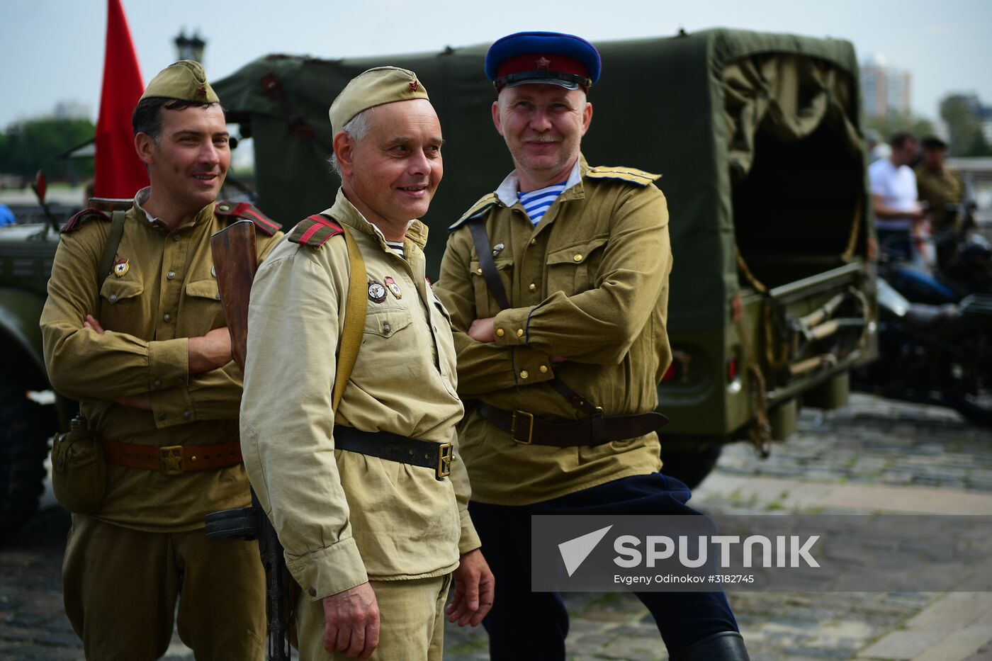 Parade of Pobeda cars