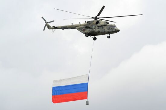 Aviation sports holiday at military air field in Rostov-on-Don
